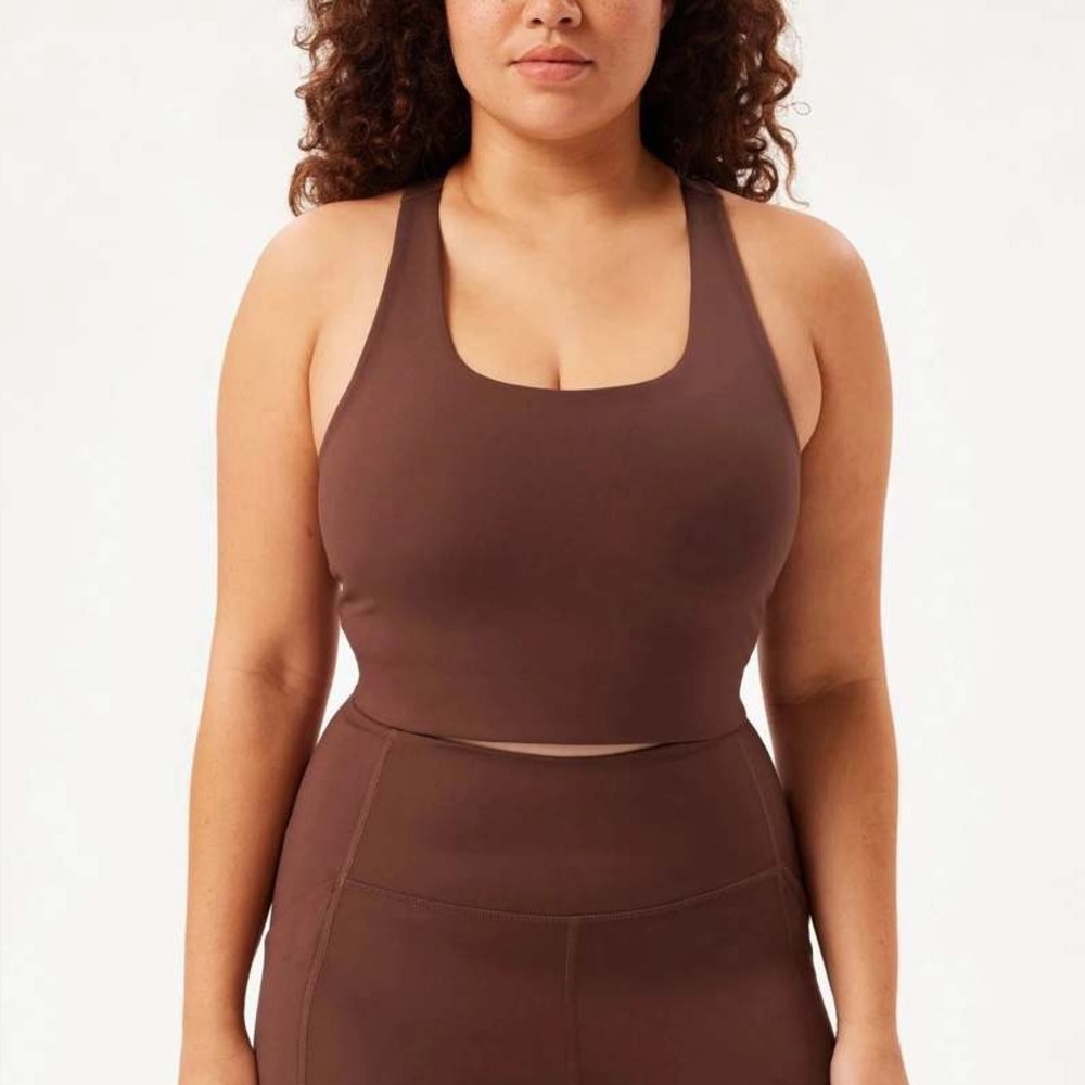 GIRLFRIEND COLLECTIVE Palona Bra Earth Brown Large - Picture 3 of 10
